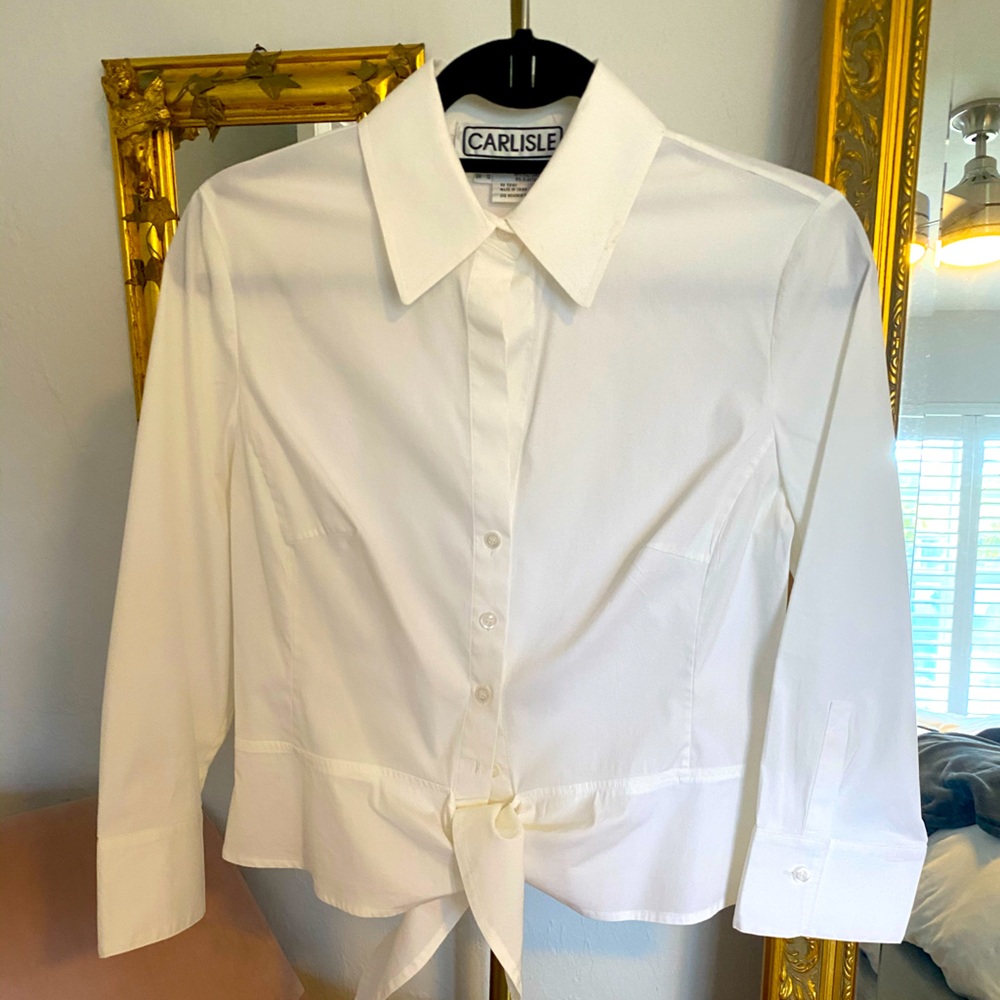 Carlisle Button Blouse with Waist Tie